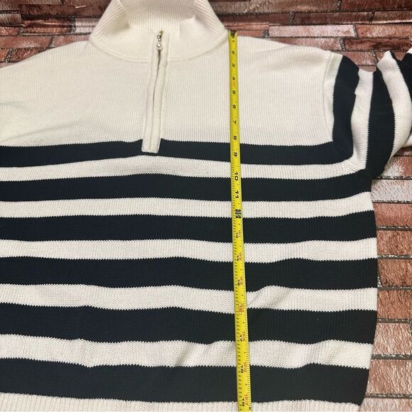 J Crew Pearl pull 1/4 zip horizontal stripe Sweater size M - Picture 8 of 10